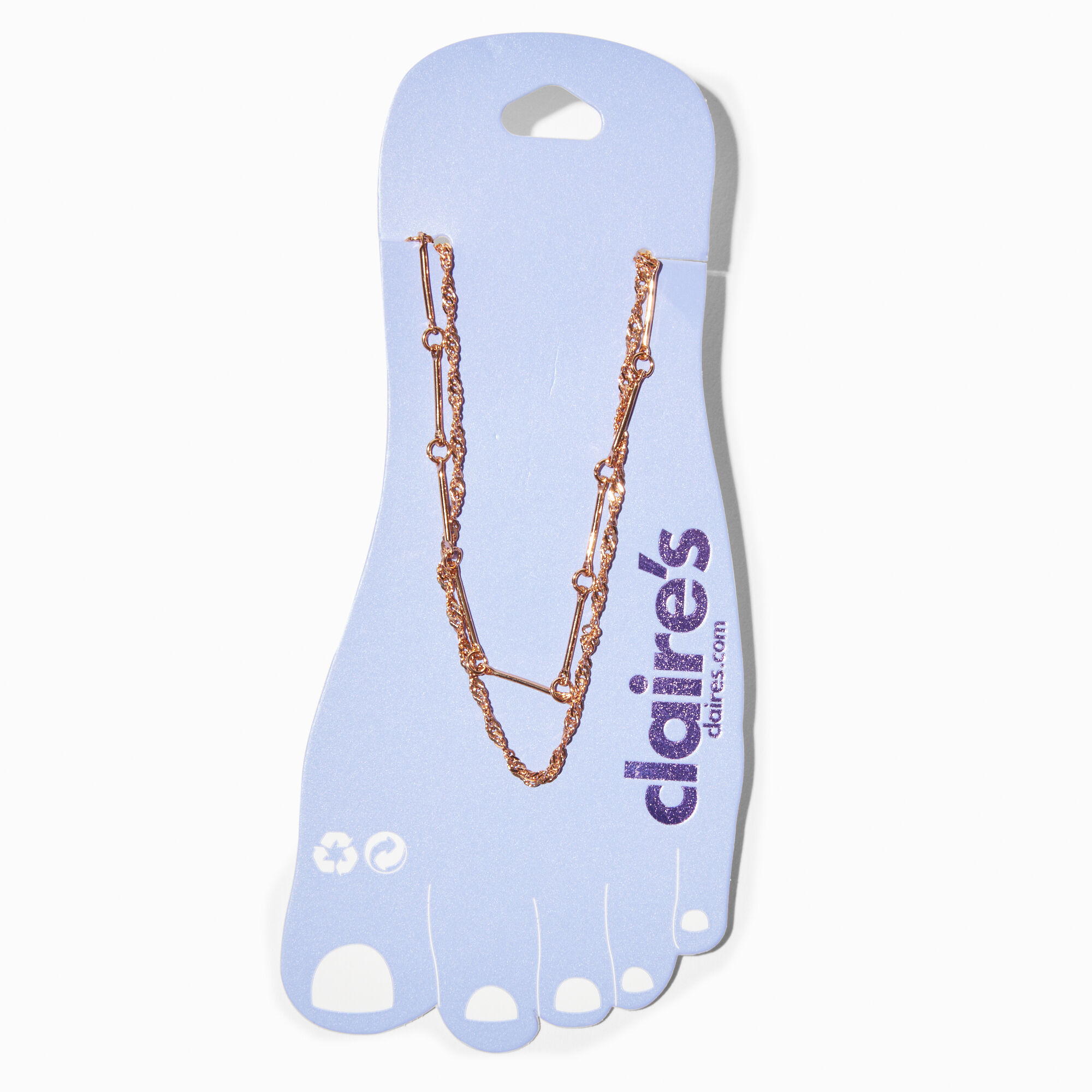 Claire's C LUXE by Claire's Sterling Silver Bar Chain Anklet | Alexandria  Mall